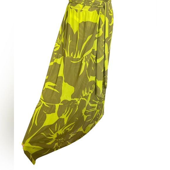 Cabi Tie Front Green Tropical Print Mesh Maxi Dress Small - Picture 3 of 11